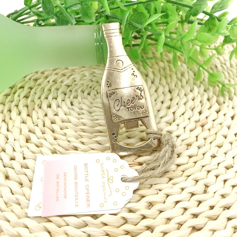 

Gold Champagne Shaped Bottle Opener Perfect Gift for Wedding Favors Bachelorette Party Giveaway 10PCS