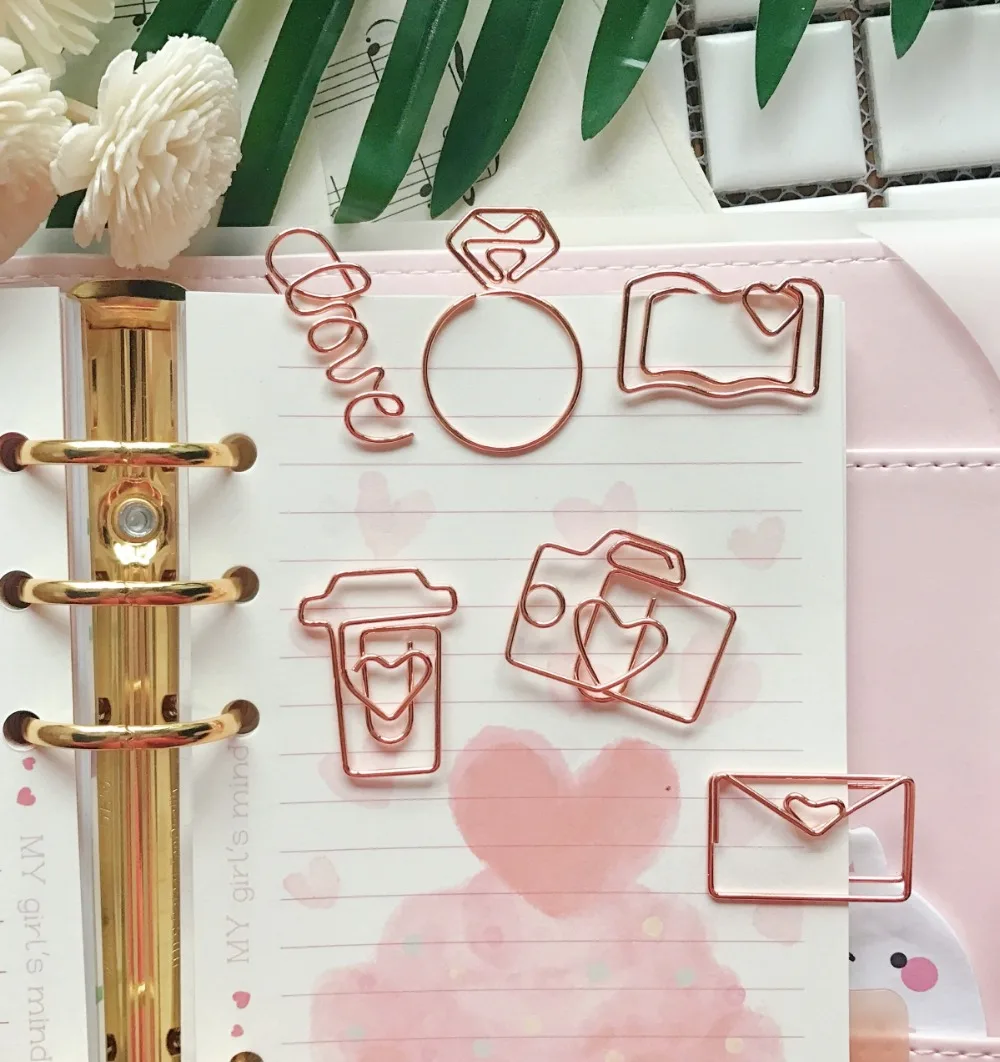 

Rose Gold Folder Planner w51s Scrapbooking w51s Message H0137 Metal Paper Clip Bookmark