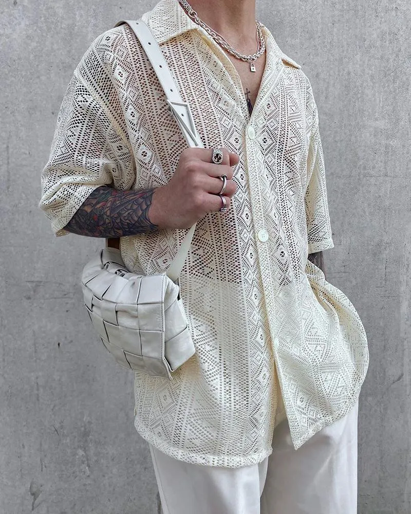 

Men's Clothing 2020 European American Autumn Thin Japanese Cut-out Shirt Lapel Slim Buttoned Shirt Camisas Para Hombre