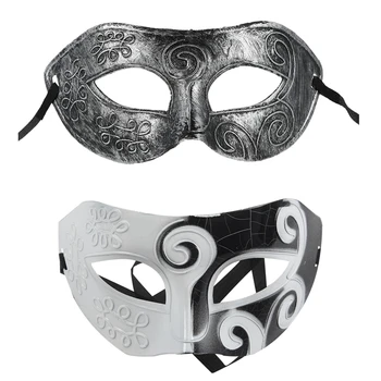 

1Pcs Black White Roman Greek Mens Venetian Halloween Costume Party Masquerade Mask & 1Pcs Ball Masks Stag Party Fancy Dress Vene