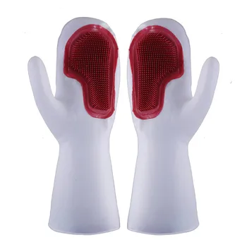 

Silicone Rubber Dish Washing Gloves Scrubber Home Cleaning Scrubbing 1 Pair Kitchen Accessories XHC88