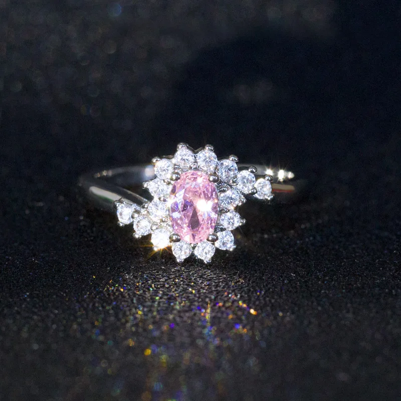 pink Bague Ringen 925 пробы серебряные кольца для женщин с овальной формой синий сапфир драгоценный камень женские роскошные ювелирные изделия - Цвет камня: pink