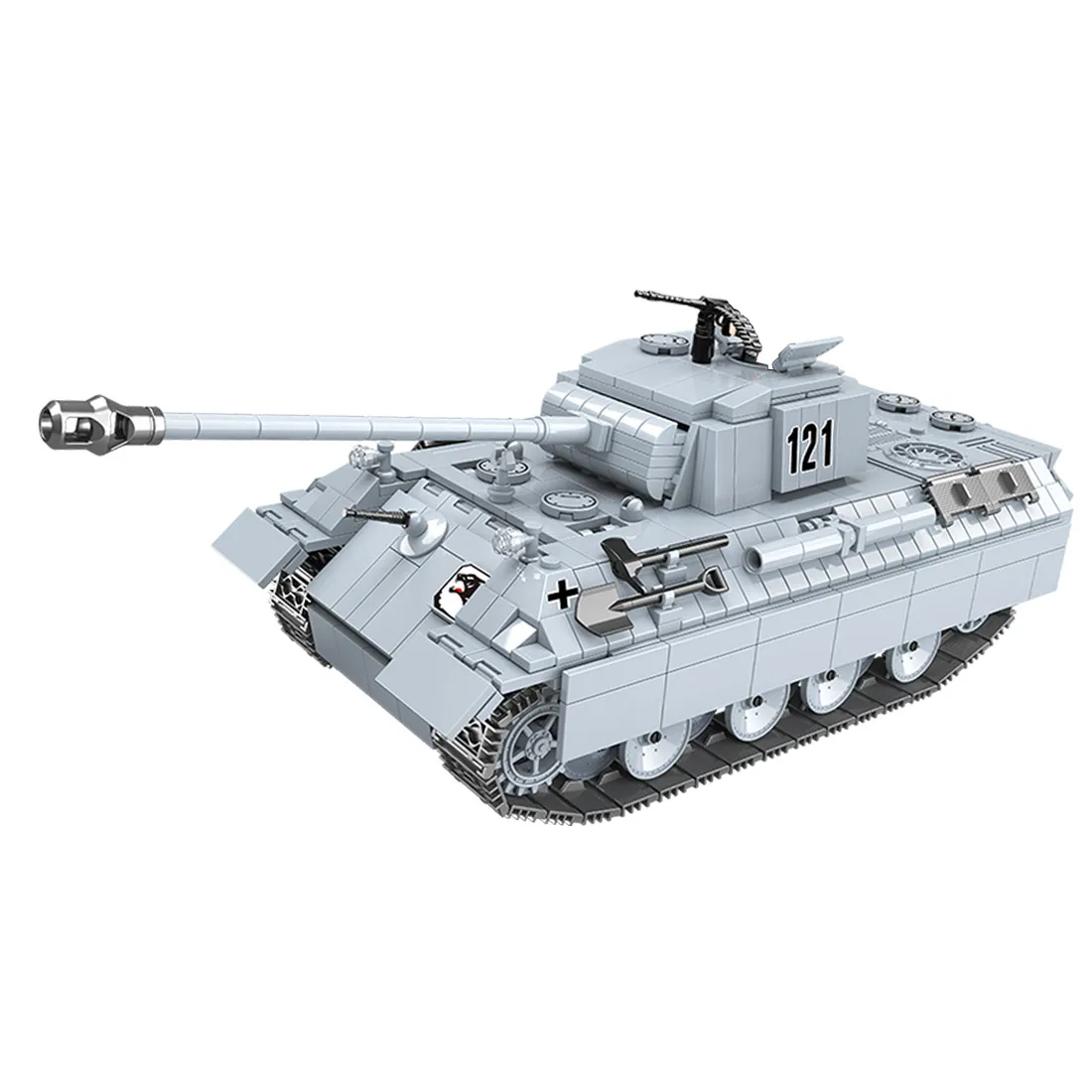 990Pcs Simulation V12 Engine Panther Tank Ww2 Swat Small Particle Building Block Toy Kit For 100 2