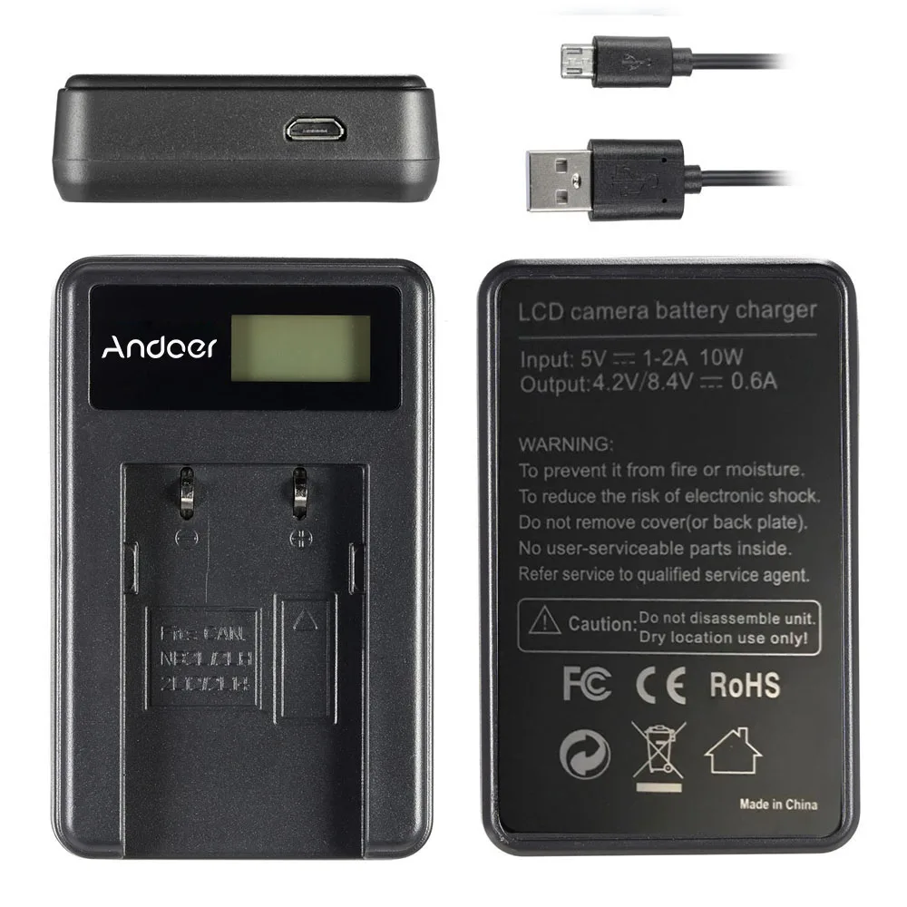 Зарядное устройство USB с ЖК дисплеем 7 4 В 1200 мА · ч 2 шт.|Цифровые аккумуляторы| |