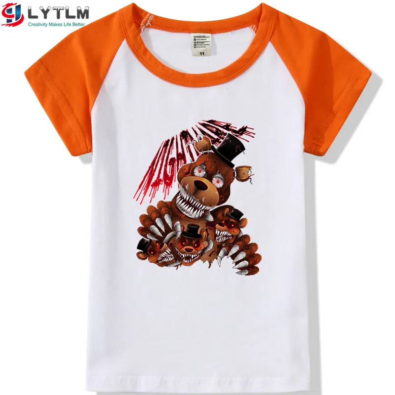 LYTLM Five Night At Freddy/одежда футболка для мальчиков и девочек XXX летняя одежда для маленьких девочек Детские рубашки футболка для мальчиков FNAF - Цвет: DX Raglan Orange