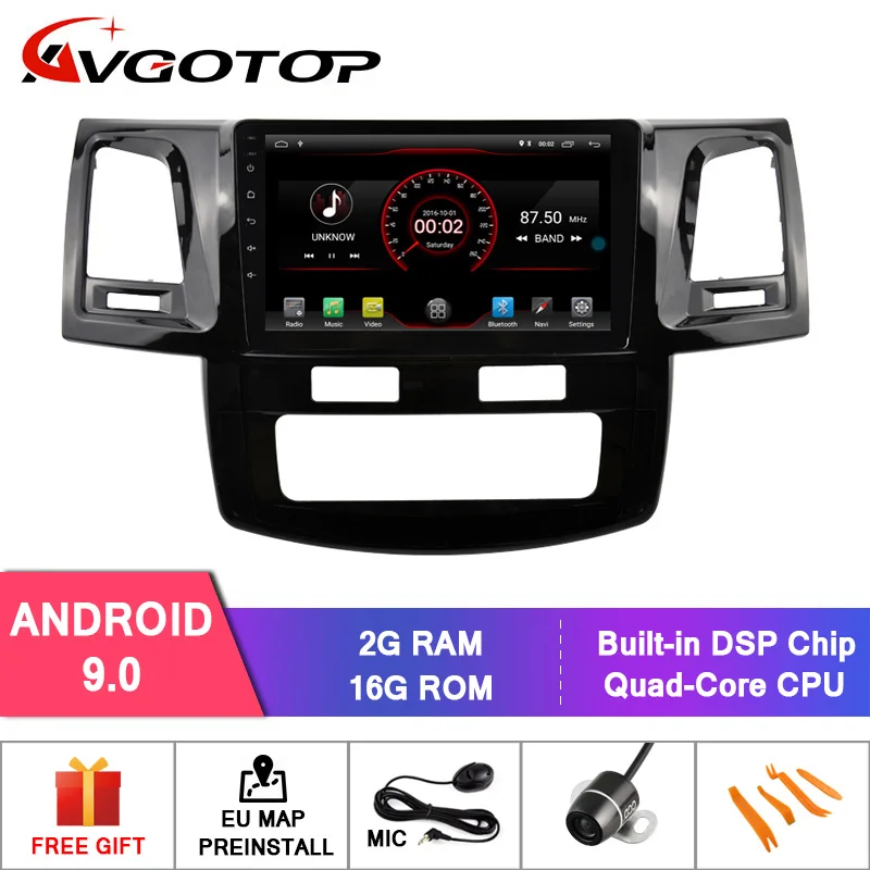 2GB 16GB DKS9138A AVGOTOP Android 9 Bluetooth GPS Автомобильный радиоприёмник dvd-плеер для TOYOTA HILUX 2012(Авто кондиционер версия - Цвет: 2GB 16GB DKS9138A