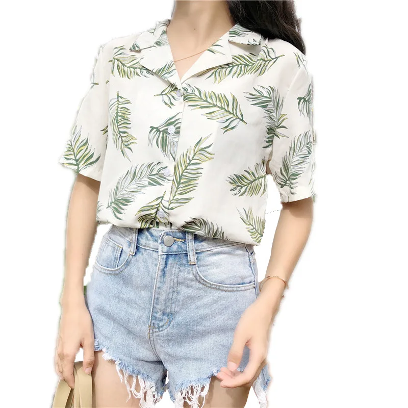 

Women Summer T-Shirts Casual Loose Half Sleeve T Shirts Leaf Printed Tops Shirt one Size 2020 hot