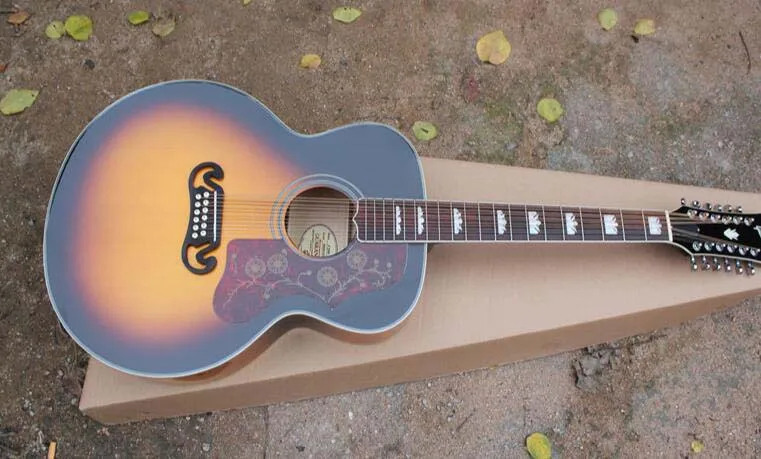 

Free Shipping Best Price Wholesale Top Quality solid spruce top 12 strings sunburst color acoustic guitar 11yue