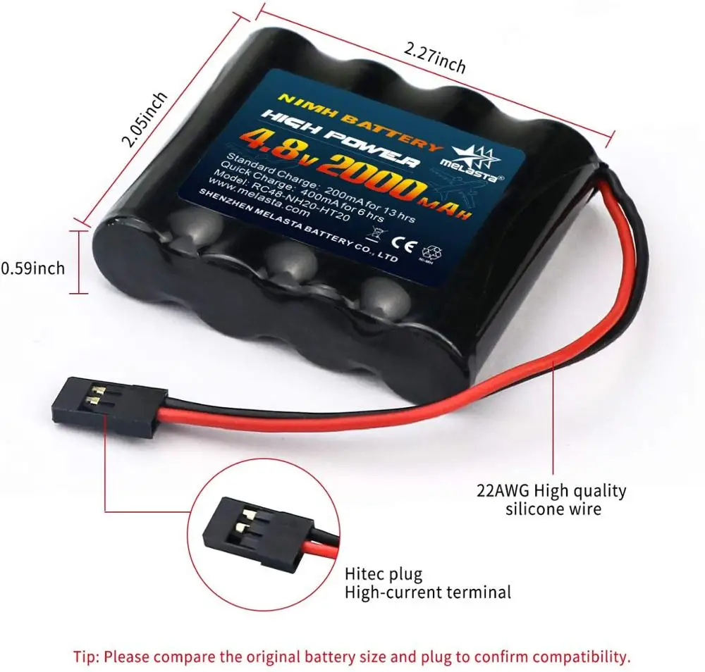Rechargeable Batteries Aazon.co: Elasta RC Receiver Battery 4.8V 2000Ah ...