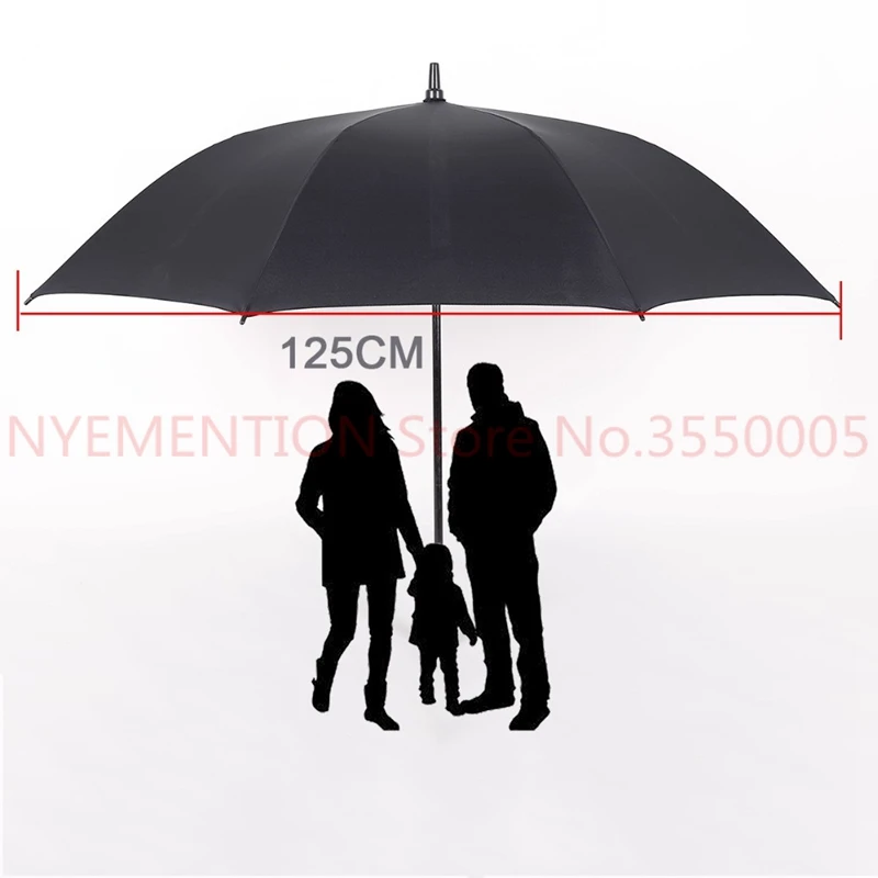 Large Strong Golf Long hand Stick Rain Auto Open Umbrellas Suit For 2-3 People Family Student 125CM