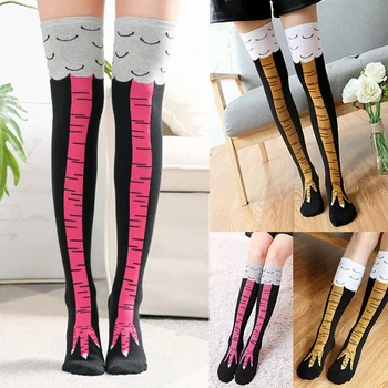 

Women Crazy Funny Chicken Leg Cluck Novelty Knee Thight High Sock Breathable Fitness Gift d88