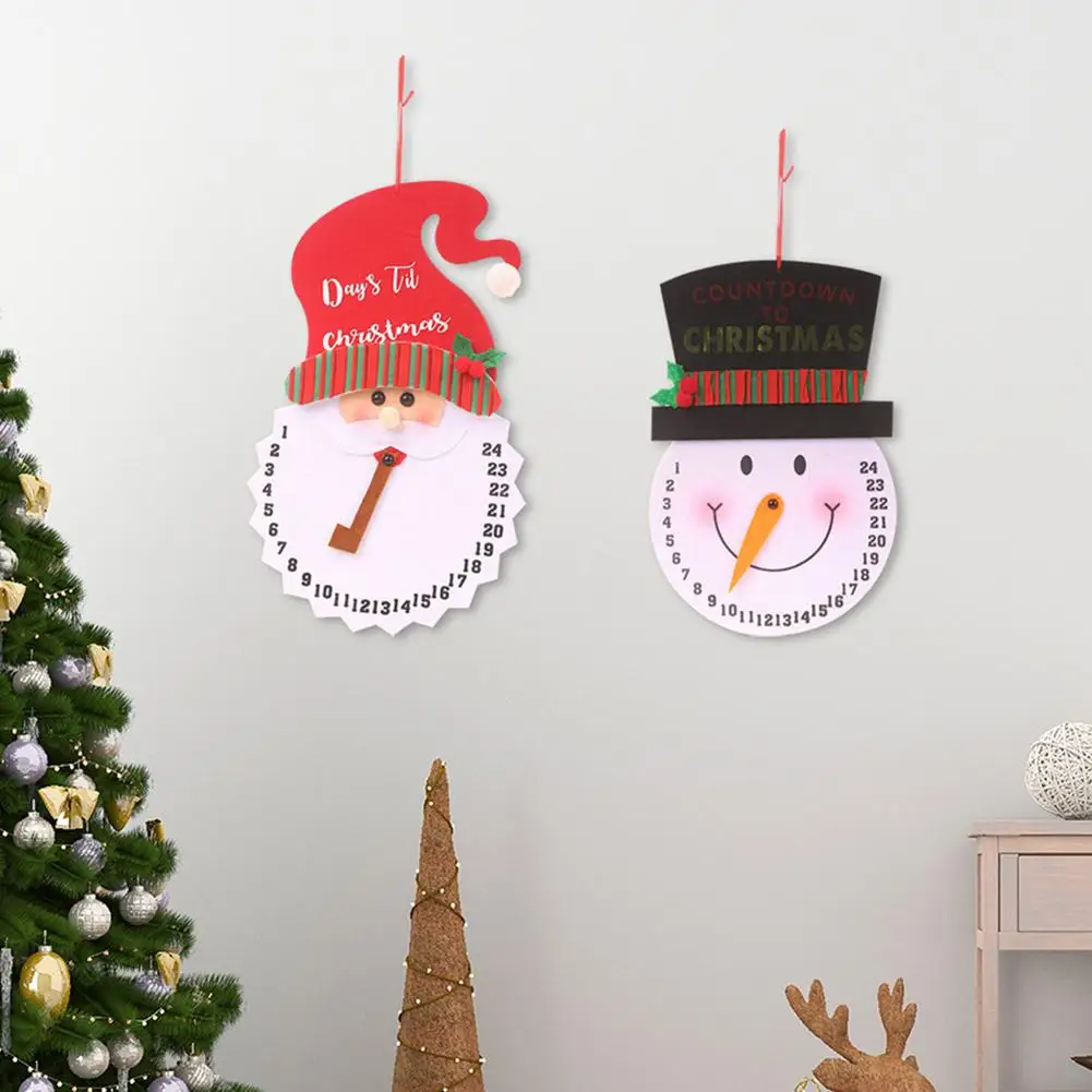 cheap Christmas Lovely Santa Snowman Lightweight Countdown Clock Shape Hanging Pendant mantel door wall Xmas Calendar Decor