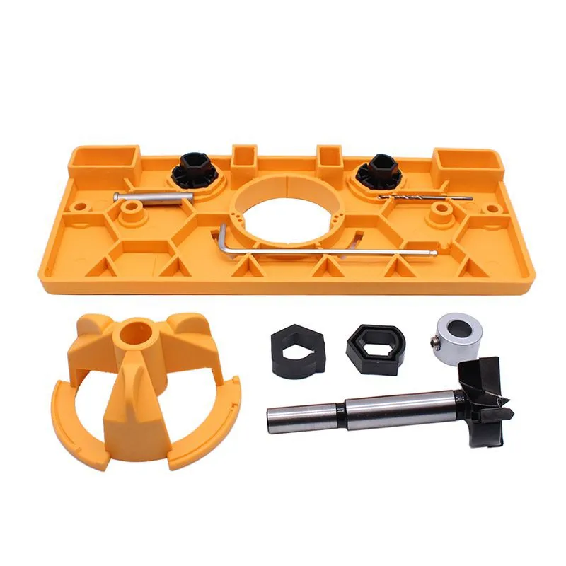 Цвет: желтый 35mm Hinge Hole Saw Jig Drill Guide Locator Hole Opener Door Cabinets DIY Tool For Carpentry - Цвет: Цвет: желтый