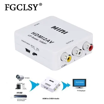 

FGCLSY HDMI To AV Converter Scaler Adapter HDMI to RCA AV/CVSB L/R Video 1080P mini HDMI2AV Support NTSC PAL