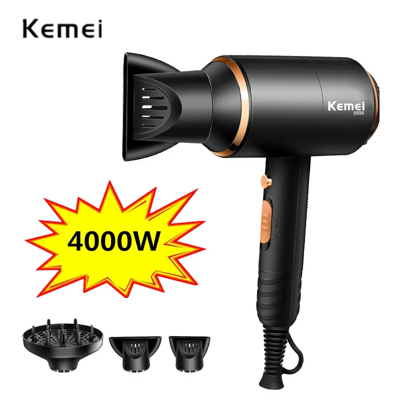 

Kemei Electric Hair Dryer Barber Salon Power Blow Dryers with Overheat Protection System Strong Wind Hair Drying Machine EU-Plug