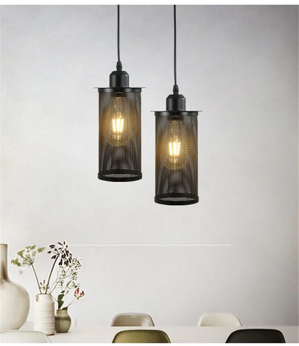 Retro Industrial LED Pendant Lamp Loft Decor Edison Vintage Single Head Hanging Light Dining Room Black Iron Home Lighting (18)