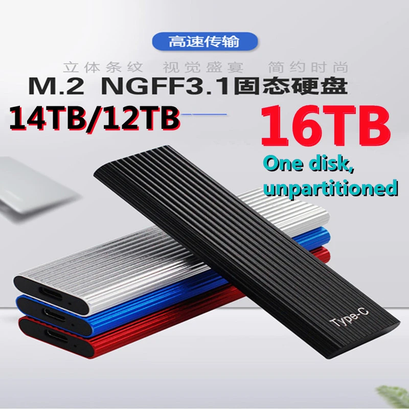 new High Speed SSD External Hard Drive ssd 16TB 12TB 14TB  TYPE-C Mobile External Solid State Drives for Laptops desktop portable hard disk