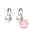 Pure 925 Sterling Silver Earrings Drop Women Round Natural Freshwater Pearl Hook Dangle Earring Ear Drops Brincos De Prata ► Photo 1/6