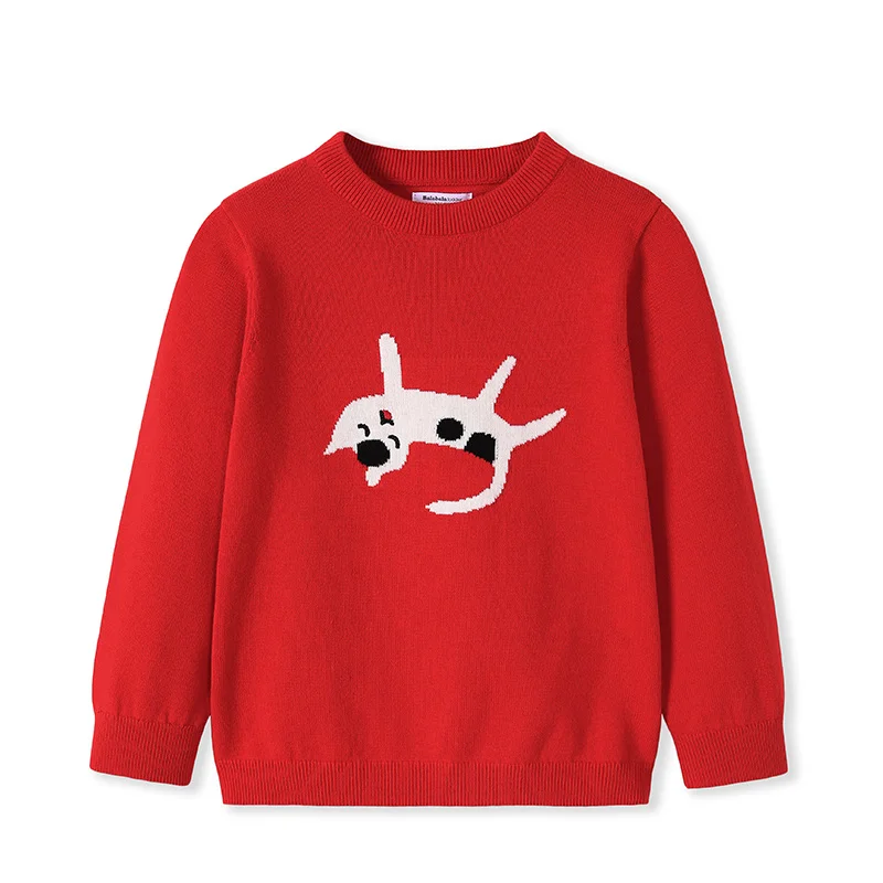 Balabala Children's clothing sweater girls new autumn cotton sweater children baby girl - Цвет: China Red