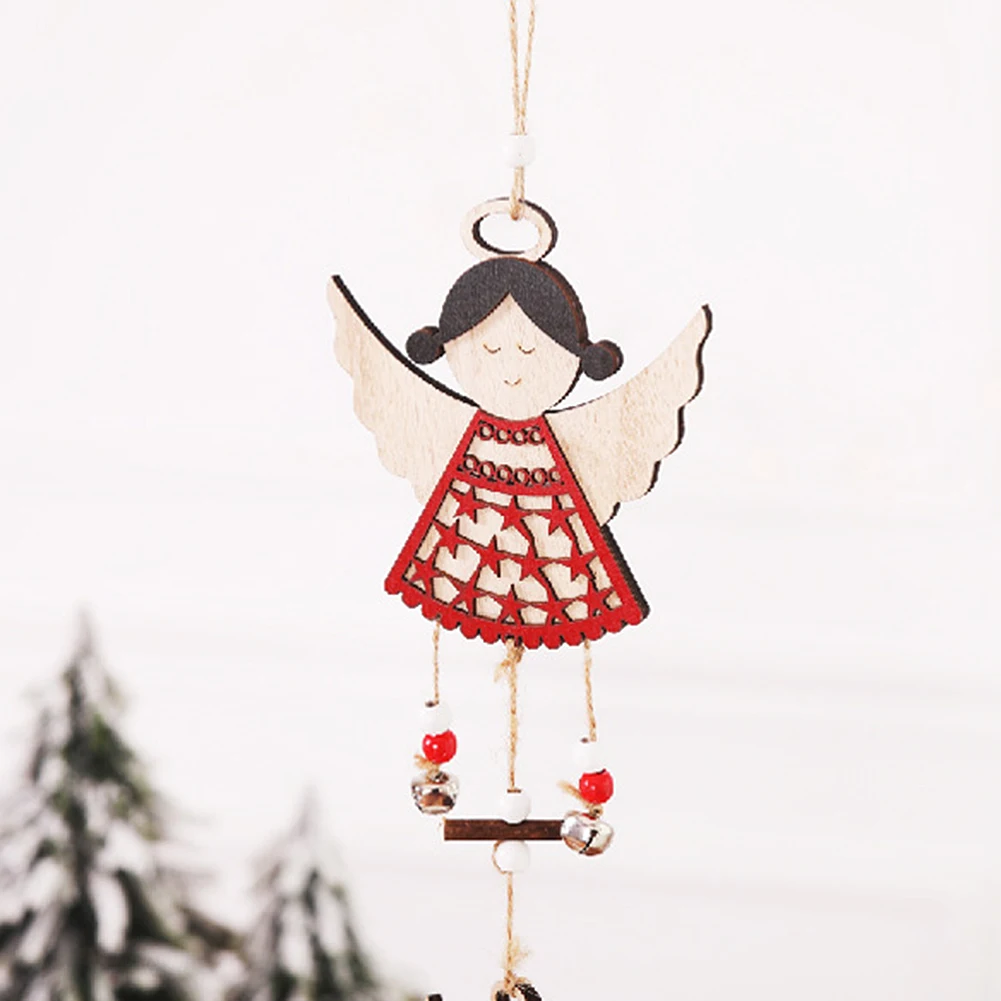 

3pc Wooden Christmas Ornaments Angel Doll Designs Creative Decoration toys For Room Elk Pendant Christmas Tree Decorations