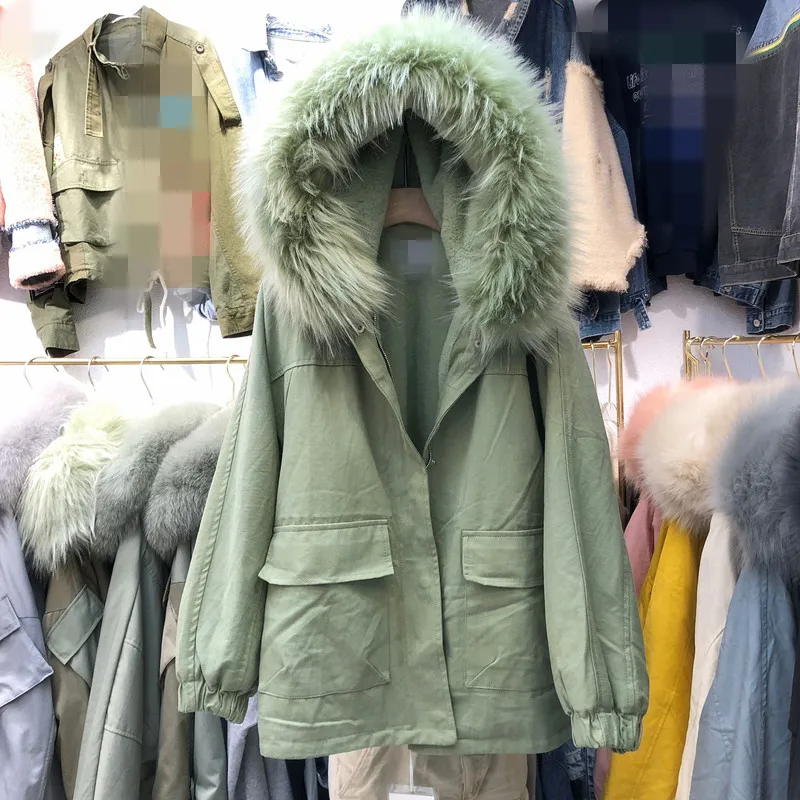 Осенне-зимние женские стеганые куртки с большим воротником из искусственного меха, свободная плотная Шерстяная Куртка с капюшоном и длинным рукавом, хлопковое пальто для студентов