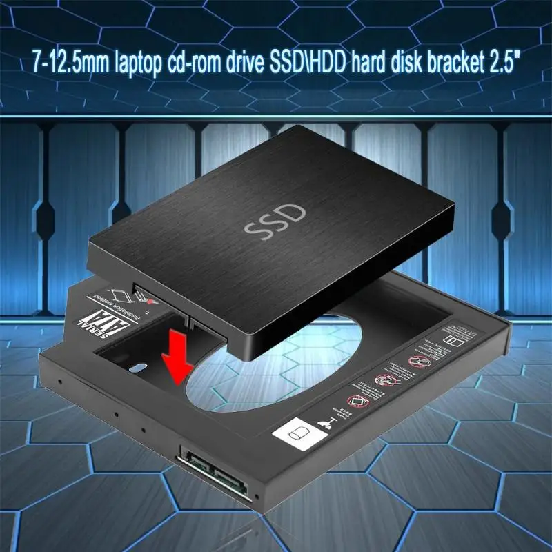 Новинка 23S1B 2,5 дюймов SATA1 \ 2 \ 3 HDD твердотельный жесткий диск SSD двухканальный жесткий диск Оптический отсек слот Caddy лоток для 12,7 мм ноутбука