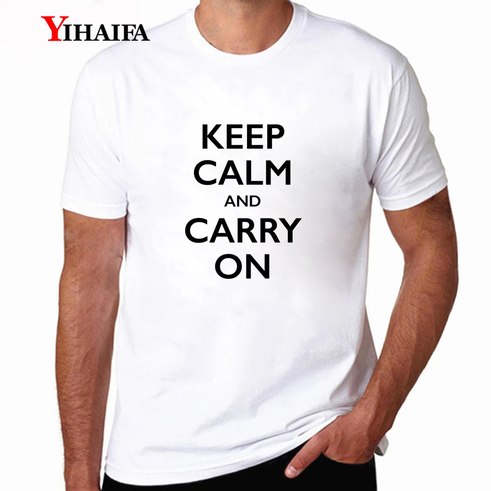

YIHAIFA Hipster Mens T-Shirt Short Sleeve Funny Keep Clam Letters Tee Shirts Pullover Casual Streetwear White Tops