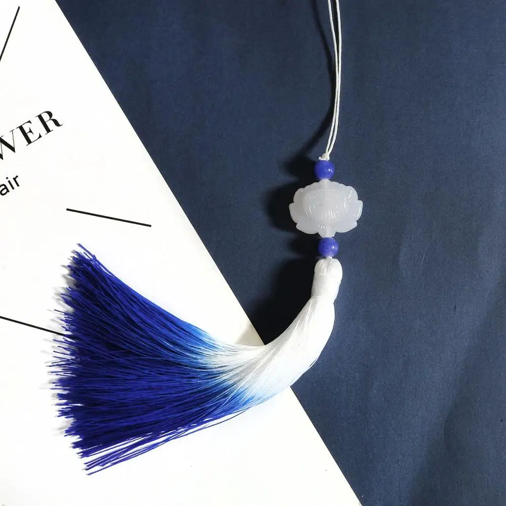 Royal Blue 1 шт. многоцветный белый нефритовый Лотос кисточки DIY Ювелирные изделия занавес одежды декоративные аксессуары ключ автомобильный мешок Подвеска для изготовления кистями - Цвет: Royal Blue