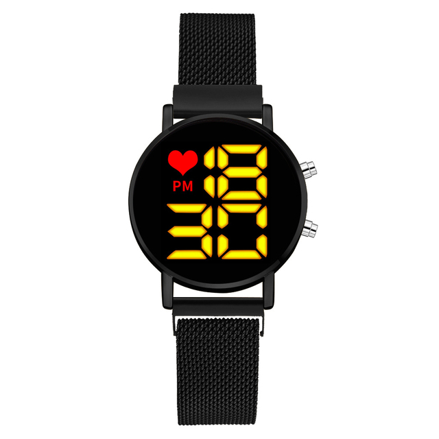 Digital Magnet Watches For Women Rose Gold Dress LED Ladies Quartz Wrist Watch Female Clock Relogio Feminino Dropshipping