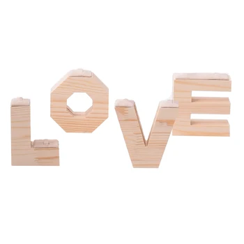 

1 Set LOVE Wedding Ring Holder Desk Table Jewellery Display Stand, Wooden Jewelry Organizer