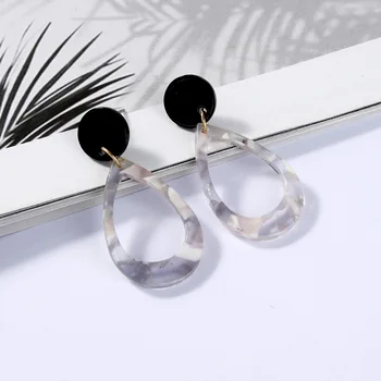 

e621 Fashion Acrylic Water Drop Earrings For Women Gray Statement Female Earring Ear Hot Accessories