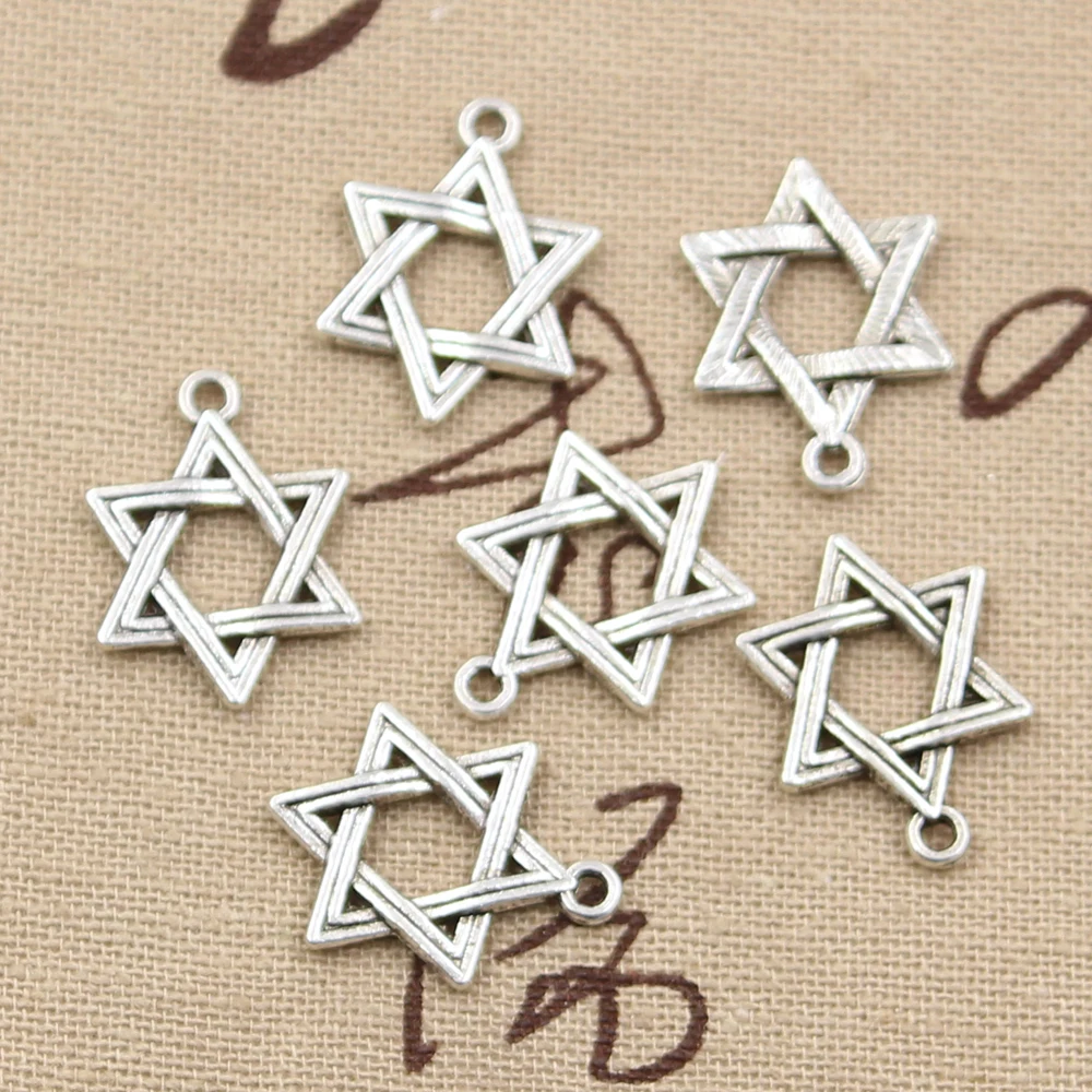 

30pcs Charms star of david shield of david 20x15mm Antique Silver Pendants DIY Crafts Making Findings Handmade Tibetan Jewelry