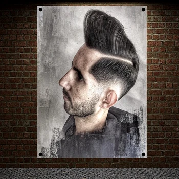 

Men's Beard Classic Hairstyle Poster Wall Sticker High Quality Banner Flag Canvas Painting Wall Hanging Barber Shop Wall Decor C