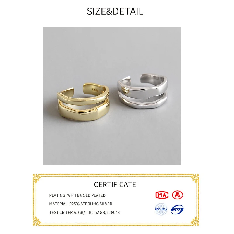 Real 925 sterling silver Adjustable Finger Rings for Women Irregular Trendy Fine Jewelry silver rings silver ring