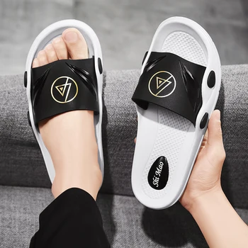 

Summer Men's Slippers Home Fashion Trend New Non-slip Casual Shoes Youth Adult Leather Flat Sandals Outdoor PVC Beach Slides