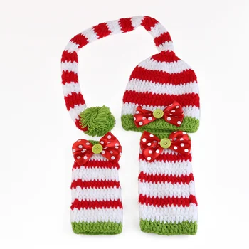 

2pcs Baby Costume Comfortable Hand-Knitted Christmas Photography Clothes Outfits Photoshoot Props Costume for Infant