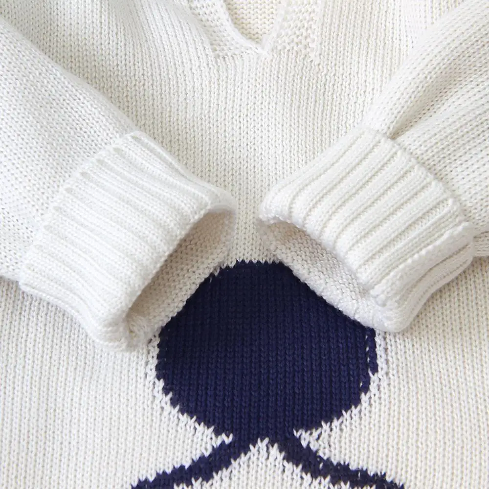 Baby Sweaters For Boys Cartoon Pattern Knitted Newborn Bebe Girls Bunny Jumpers White Outerwear Infant Knitwear Tops 0-2T Autumn