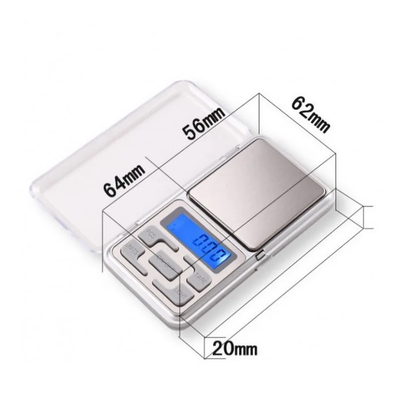 1 шт Мини цифровые весы 100/200/300/500g 0,01/0,1 г Высокая точность Подсветка Электрический карман для бриллиантовых ювелирные украшений Вес для Кухня