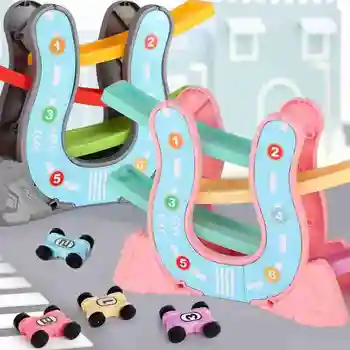 

4 Layer Ramp Race Tracks & Mini Inertia Car Baby Toddler Sliding Motor Skill Developmental Learning Vehicles Toys For Children