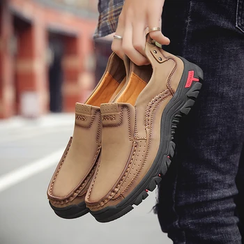 

Men Casual Shoes 2020 autumn New pu Leather Flat Loafers High Quality Waterproof Work Shoes Plus Size slip on Breathable shoes