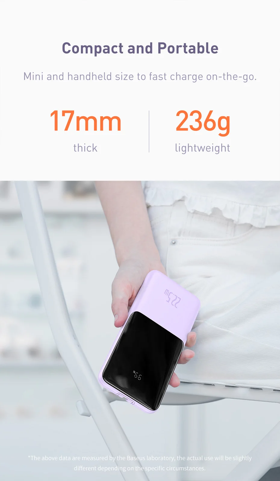 Baseus 22.5W Fast Charge Power Bank 10000mAh ELF Digital Display Type-C Built in Cables For iPhone 13 12 11 pro max mini Samsung S21 S20 Xiaomi
