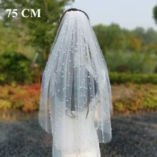 Роскошные Свадебные вуали с жемчугом и бусинами, с расческой, белый тюль,, 75 см, 150 см, длинные вечерние аксессуары для волос невесты для женщин