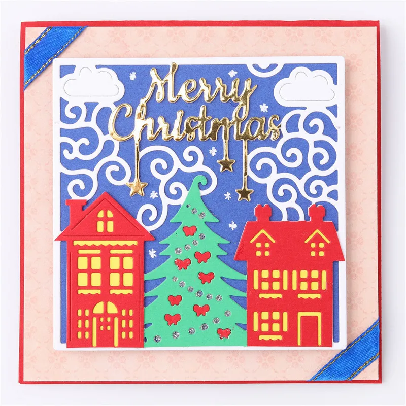 

Eastshape Merry Christmas Dies House Metal Cutting Dies for Card Making Scrapbooking Embossing Cuts Stencil Craft Dies New