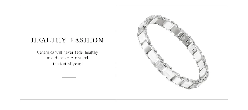Classic Rhinestones Stainless Steel Bracelets For Women Statement Healthy Ceramic Bangle Jewelry Party Fashion Accessories RicaFeliz • 2022