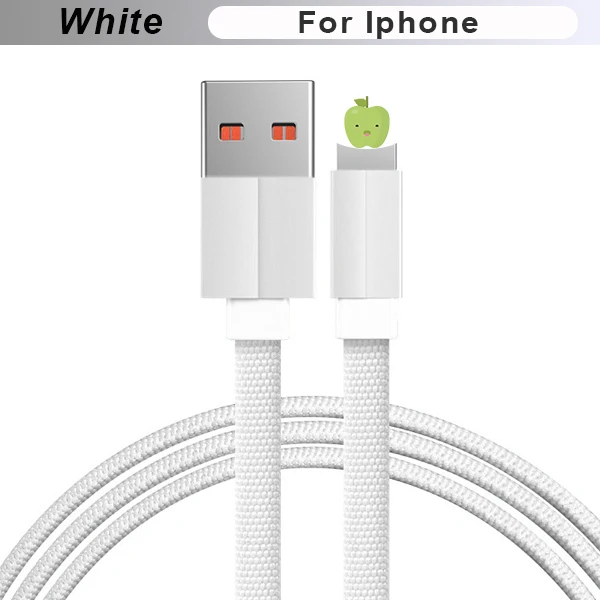 8 pin White FBYEG кабель-лапша Типа C для зарядного устройства, запасное зарядное устройство 3A, быстрое зарядное устройство, микро кабель USB с подсветкой, портативный цветной кабель - Цвет: 8 pin White