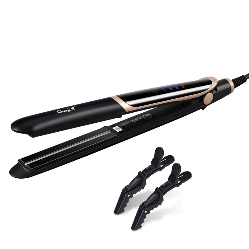 

Professional LED Display 2 in 1 Far-infrared Anion Hair Straightener Electric Hair Curler Flat Iron Tourmaline Ceramic Plate