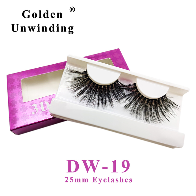 3D Faux Mink Lashes False-Eyelashes 25MM Dramatic Natural Thick Faux Mink Lashes Makeup Eyelash Extension Golden Unwinding