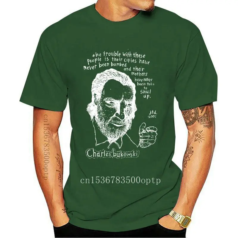 Charles Bukowski quote ***SMALL*** t-shirt Black screen printed Summer Short Sleeves Cotton | Мужская одежда