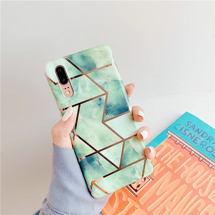 HXM покрытие геометрический мрамор чехол для телефона для huawei P30 P20 Lite Pro mate 20 Pro глянцевый мягкий IMD роскошный чехол на заднюю панель телефона
