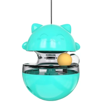 

Cat Turntable Toy Funny Cat Toys Pet Training Tool Cat Leaking Food Ball Toy Educational Tumbler Cat Toys (Blue)